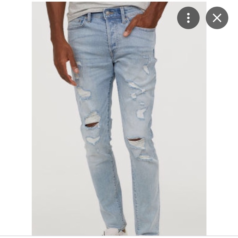 H&M men’s coupe moulante ripped skinny jeans